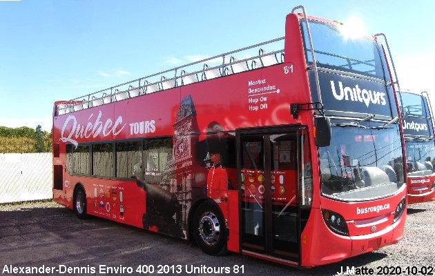 BUS/AUTOBUS: Alexander-Dennis Enviro 400 2013 Tours Vieux Quebec