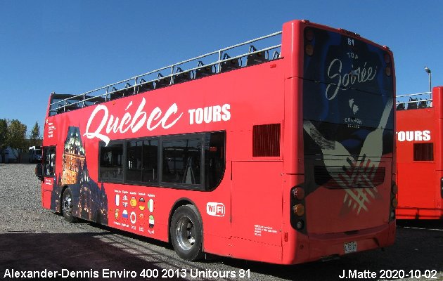 BUS/AUTOBUS: Alexander-Dennis Enviro 400 2013 Tours Vieux Quebec