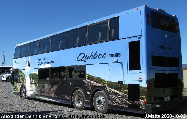 BUS/AUTOBUS: Alexander-Dennis Enviro 500 2014 Tours Vieux Quebec