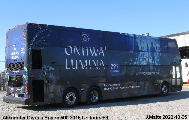 BUS/AUTOBUS: Alexander-Dennis Enviro 500 2015 Tours Vieux Quebec