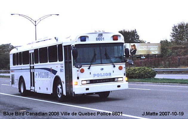 BUS/AUTOBUS: Blue Bird Canadianna 2008 Ville Quebec Police